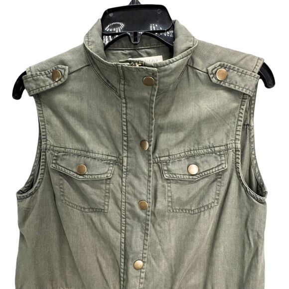 Altar'd State Vest Womens Small Olive Green Utility Zip Snap Pockets Gorpcore - Picture 2 of 12